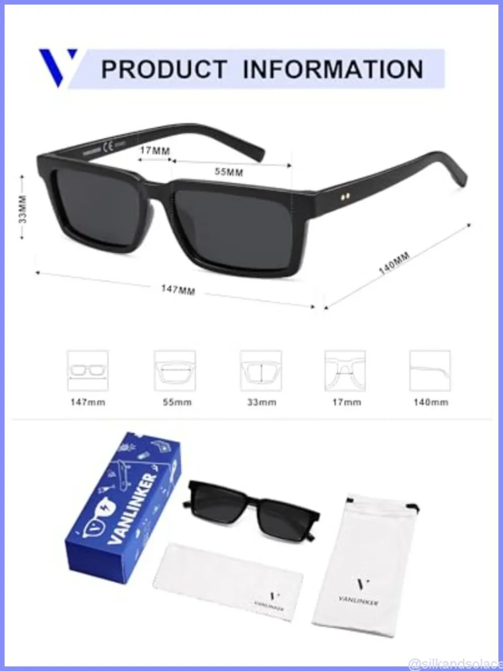 Retro Rectangular Polarized Sunglasses UV Protection Unisex
